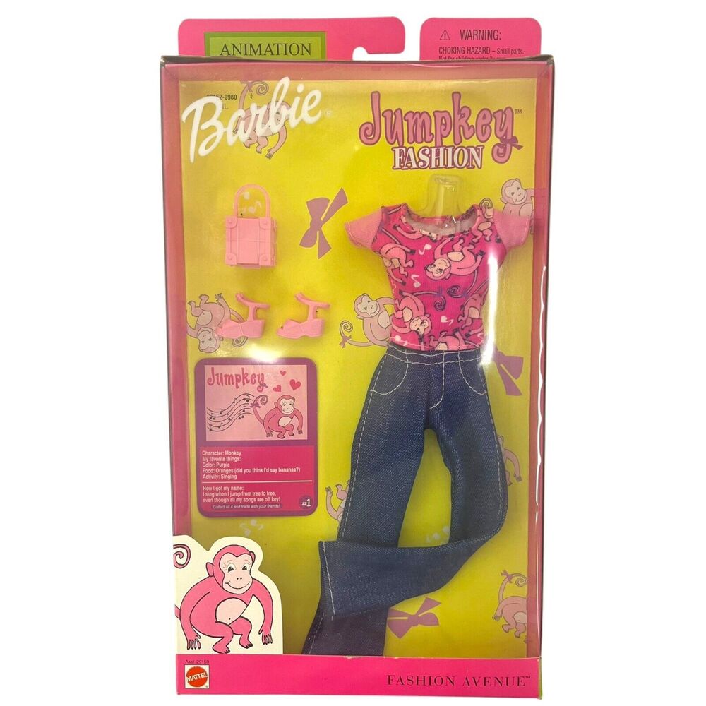 Vintage‎ 2001 Mattel Barbie Animation Fashion Avenue Jumpkey Monkey #29150 NIB